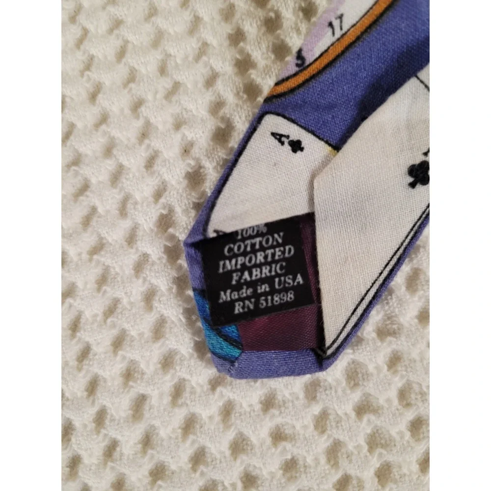 Tango by Max Raab Mens Vintage Cotton Novelty Blue Tie Gaming Cards Darts USA